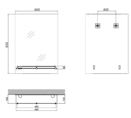 Дзеркало настінне ZERIX SANSA MRZ05-60x85x10 прямокутне з полицею (ZX5628) — Photo 1