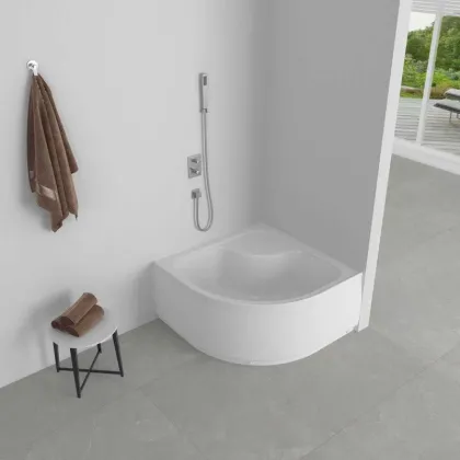 Душовий піддон високий Mixxus Strong ST01-90x90x40 з сифоном напівкруглий діаметр зливу 52 мм (MI8160) — Photo 3