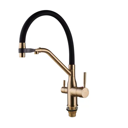 Змішувач для кухні MixxusPremium Gravity 021 BRUSHED GOLD REFL.BLACK (MI6981) — Photo 6