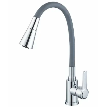 Змішувач для кухні ZERIX EZA-011-T CHROME REFL.GREY (колір хром+силіконовий вилив сірий) (ZX6143)