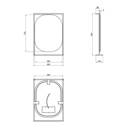 Дзеркало Qtap Taurus 600х850х1400 Black/Whitish oak з LED-підсвічуванням QT2478ZP600BWO — Photo 1