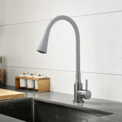 Змішувач для кухні Lidz Aria 015F31 (k35) з гнучким виливом LDARI015F31GGRP49567 Graphite/Grey — Photo 8