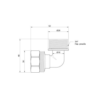 Кутик обтискний SD Plus 20х3/4&quot; ЗР SD157W2020 — Photo 1