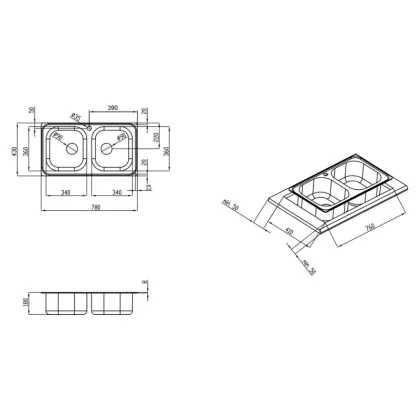 Кухонне миття з двома чашами Qtap 7843-B 0,8 мм Micro Decor (QT7843BMICDEC08) — Photo 1