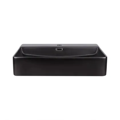 Комплект Qtap Nando LT: Раковина підвісна прамокутна 600х420х120 мм Matt Black + Донний клапан PU03O — Photo 2