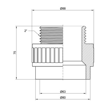 Муфта PPR Alfa Plast 63х2&quot; ЗР — Photo 1