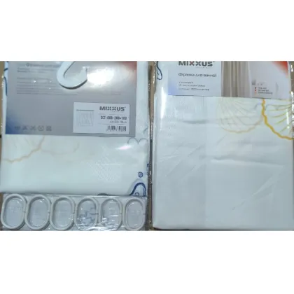 Шторка для ванної Mixxus SCT-008-200x180 з поліестеру (Візерунок "Морський" біло-сірий) (AC3578) — Photo 1