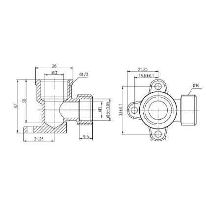 Кутник обтискний настінний SD Forte 16х1/2&quot; ВР SF179W1615 — Photo 1