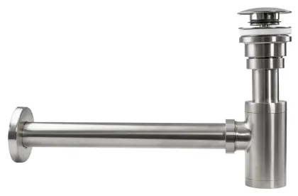Сифон для раковини REA NICKEL BRUSHED універсальний + CLICK-CLACK * — Photo 1