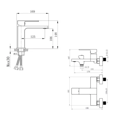 Акційний набір Qtap: Змішувач для раковини QTGEM270CRW45675 Chrome/White + Змішувач для ванни (з душовим гарнітуром) QTGEM259CRW45683 Chrome/White — Photo 1