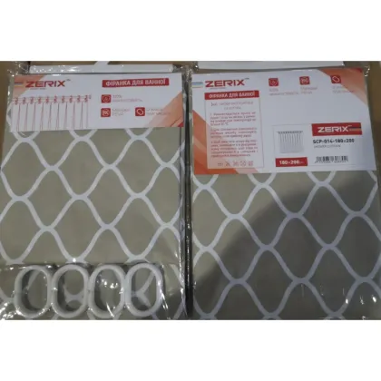 Шторка для ванної ZERIX SCP-014-180x200 з PEVA (поліетиленвінілацетату) (Візерунок "Ромби" бежевий) (ZX6087) — Photo 2