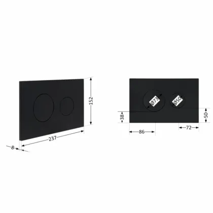 Клавіша змиву Qtap Standard 152x236x28 мм, Matt Black, кругла QTSTD164BLM49470 — Photo 1