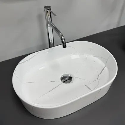 Умивальник VBI VERONA 50 MARBLE WHITE GLOSSY накладний — Photo 1