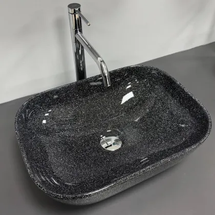 Умивальник (раковина) VBI RAVENNA SPACE BLACK GLOSSY накладний — Photo 1