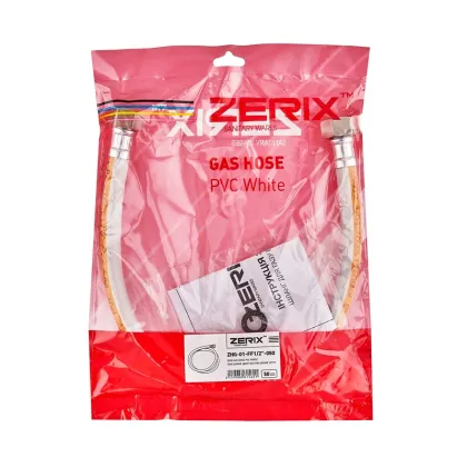 Шланг для газу ZERIX ZHG-01-FF1/2"-050 ПВХ білий 1/2"ГГ 50 см (ZX6156) — Photo 1