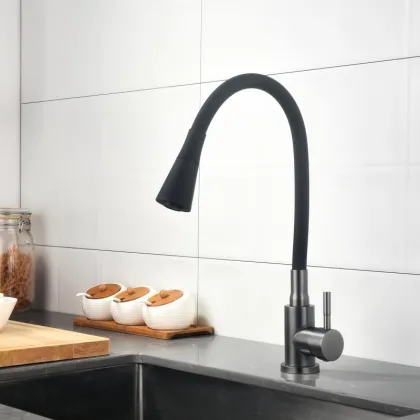 Змішувач для кухні Lidz Aria 015F31 (k35) з гнучким виливом LDARI015F31BGRP49566 Graphite/Black — Photo 8