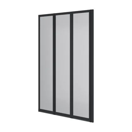 Шторка на ванну трьохелементна Style 1000х1500мм (right) black matt, скло 4мм grape