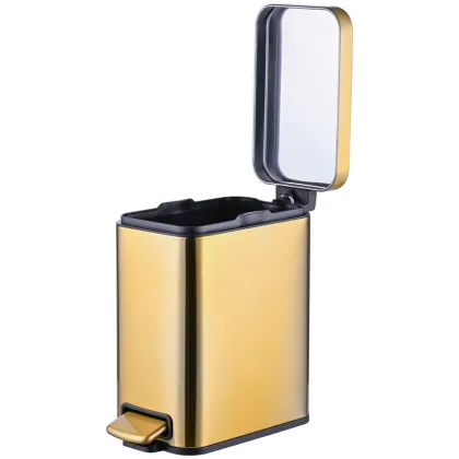 Відро для сміття з плавним закриттям прямокутне Mixxus Premium Quadro-TC0105 Brushed Gold 5 л (колір матове золото) (MI8394) — Photo 3