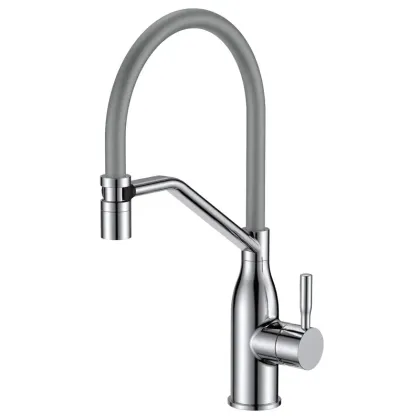 Змішувач для кухні MIXXUS PREMIUM GRAVITY 017 NUT SS COLOR REFL.GREY (Колір нержавіюча сталь+силік. вилив сірий) (MI8407)