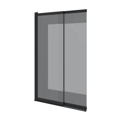 Шторка на ванну двоелементна Style 1000х1500мм black matt, скло 6мм europe grey