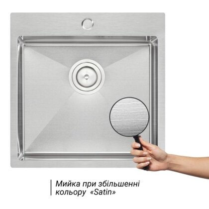 Кухонне миття Qtap D5050 2.7/1.0 мм Satin (QTD505010) — Photo 2