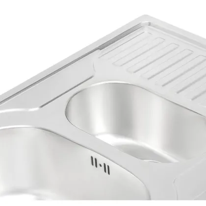 Кухонне миття з додатковою чашею Qtap 7850-B 0,8 мм Satin (QT7850BSAT08) — Photo 5
