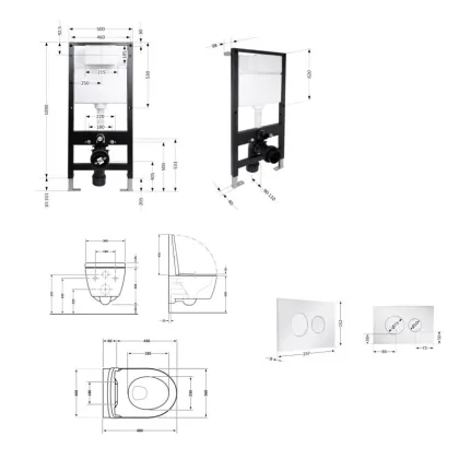 Готове рішення Qtap для ванної кімнати: підвісний унітаз Swan Ultra Quiet 485x360x320 + комплект інсталяції Standard (кругла клавіша Chrome) — Photo 1