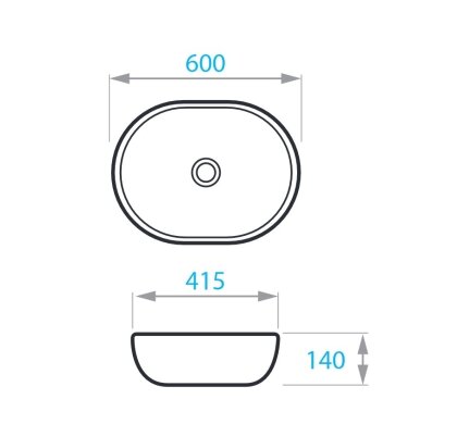 ROUND умивальник на стільницю 600х415 мм