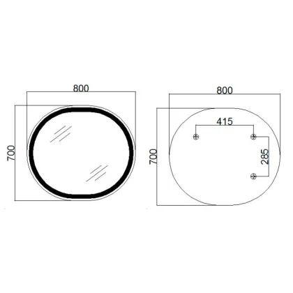 Дзеркало Qtap Gemini 800х700 з LED-підсвічуванням Touch, з антизапотіванням, з димером, рег. темп. кольору (3000-6500K) Reverse QT2578R8072B — Photo 1