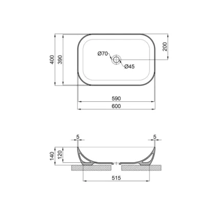 Раковина-чаша Qtap Robin 610х400х145 Matt black QT132143PMBMBN — Photo 1