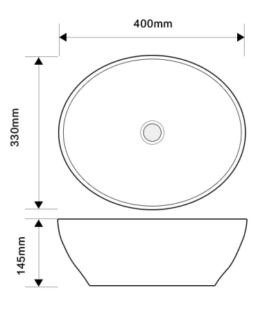 Раковина накладна MIXXUS PREMIUM ELLIPSE-0108 EDGE BLACK 400х330х145mm (MP6527) — Photo 2