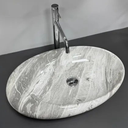 Умивальник (раковина) VBI VICENZA M GREY STONE GLOSSY накладний — Photo 1