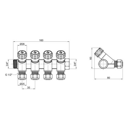 Колектор SD Plus 3/4&quot; 4 виходи SD230W4 — Photo 1