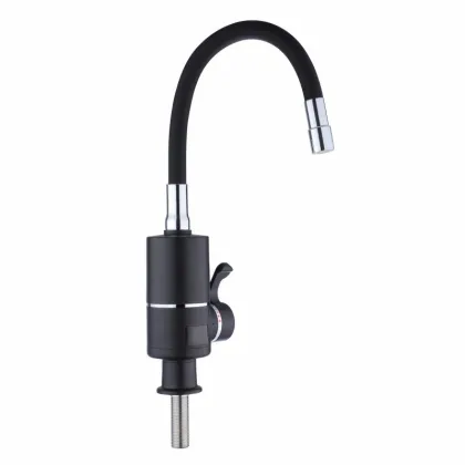 Проточний кран-водонагрівач з гнучким виливом для кухні Lidz Warm 064 LDWAR064BLA49093 Black/Black