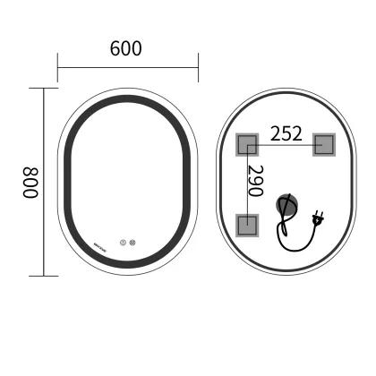 Дзеркало Mixxus Premium ELLIPSE MV05-80x60-Reverse з Led Touch, Anti-fog, димером (3-6,5kK) (MP6642) — Photo 6