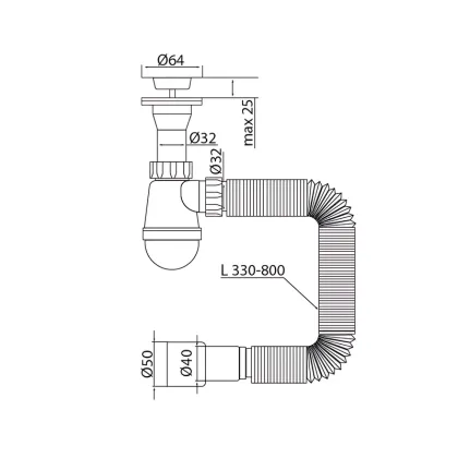 Сифон для умивальника Mixxus SU-09-A 1 1/4"x32 з литим випуском (MI8189) — Photo 1