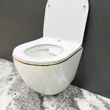 Підвісний унітаз VBI VULCANO WHITE GOLD EDGE — Photo 2