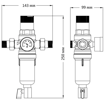 Фільтр самоочисний з редуктором тиску та манометром Koer KR.1242 - 1/2" ЗР (KR3187) — Photo 1