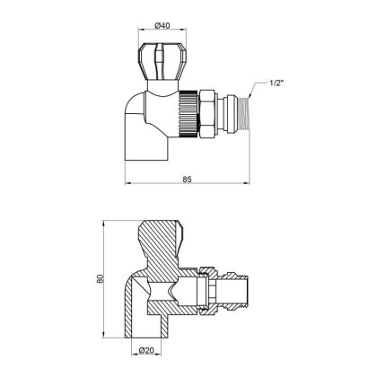 Кран кульовий радіаторний PPR Thermo Alliance 20х1/2&quot; кутовий — Photo 1