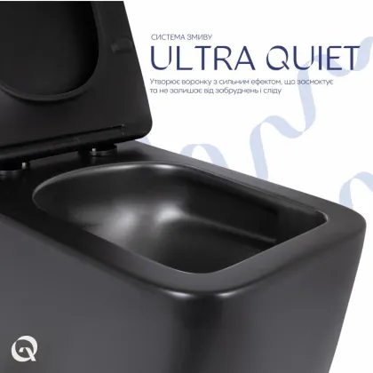 Унітаз підвісний Qtap Gemini Ultra Quiet 485×340×350 мм, Matt Black, з сидінням Slim Duroplast / Soft-close / Quick Release QTGEM28BLM50505 — Photo 4