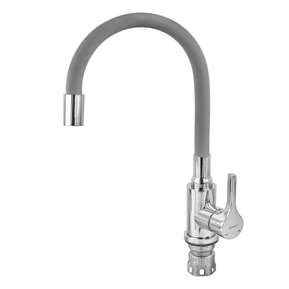Змішувач для кухні ZERIX REX-011 CHROME REFL.GREY з нерж. сталі (Колір хром+силіконовий вилив сірий) (ZX6128) — Photo 4