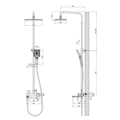 Душова колона зі змішувачем Mixxus Premium Degas 009-J (MI8250) — Photo 1