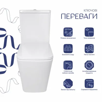 Унітаз підлоговий Qtap Crow Ultra Quiet безобідковий з сідінням Soft-close QTCRO27W51028 — Photo 2