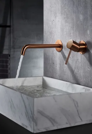 IMEX MONZA BRUSHED ROSE GOLD Змішувач для умивальника зі стіни, PVD матове рожеве золото — Photo 2