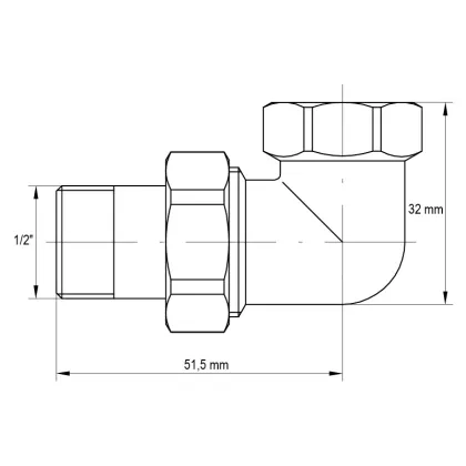 Згін американка 1/2 "кутовий Koer KR.342 (KR0019) — Photo 1