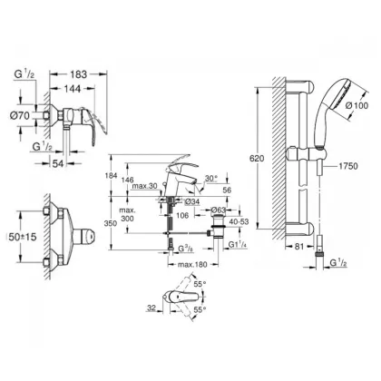 Комплект для душу, хром Grohe Eurosmart New (123576) — Photo 1