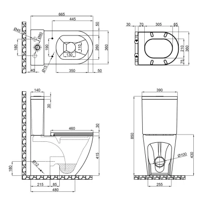 Чаша унітазу-компакту Mixxus Premium Ellipse-0402-T1 Bowl 660х390х855 Tornado 1.0 без сидіння (MI8347) — Photo 4