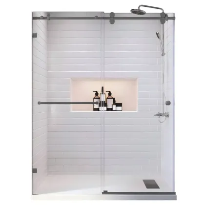 Двері в нішу Koer SR SD06-140x220-TR-07 прозоре скло Easy Clean 8мм, графіт (KR5369)