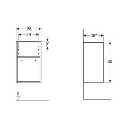 SMYLE SQUARE тумба 36*60*29,9см, відкрита, білий/фарбований глянець — Photo 1