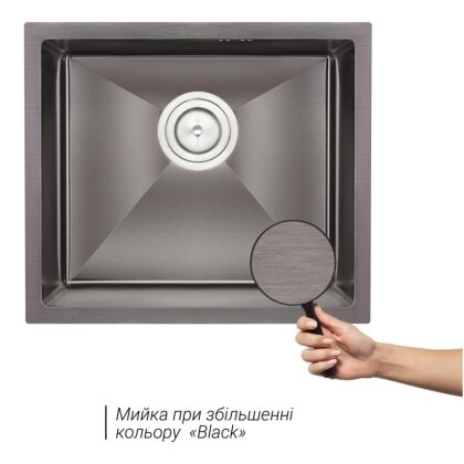 Кухонне миття Qtap D4843BL 2.7/1.0 мм Black (QTD4843BLPVD2710) — Photo 2